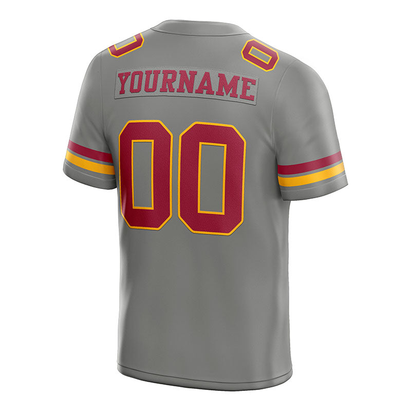 customized authentic football jersey gray red -gold mesh