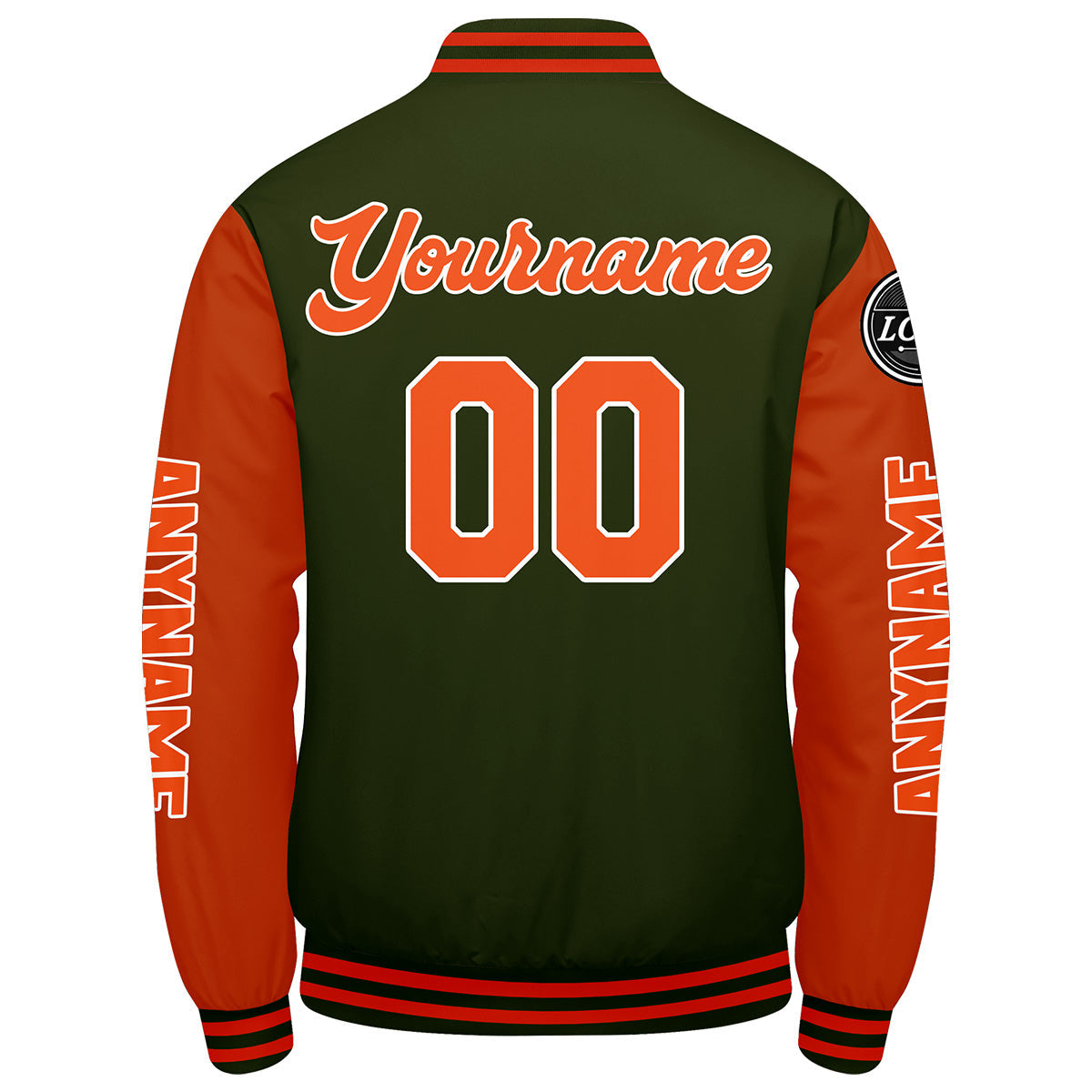 Chaquetas universitarias personalizadas de color verde oliva y naranja para hombres & mujeres y jóvenes & Chaquetas tipo Letterman personalizadas