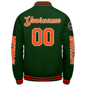 Chaquetas universitarias personalizadas de color verde oscuro y naranja para hombres & mujeres y jóvenes & Chaquetas Letterman personalizadas
