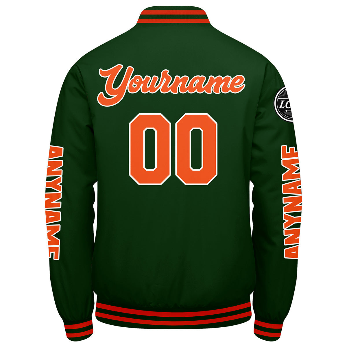 Chaquetas universitarias personalizadas de color verde oscuro y naranja para hombres & mujeres y jóvenes & Chaquetas Letterman personalizadas