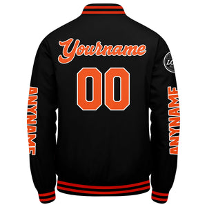 Chaquetas universitarias personalizadas negras y naranjas para hombres & mujeres y jóvenes & Chaquetas Letterman personalizadas