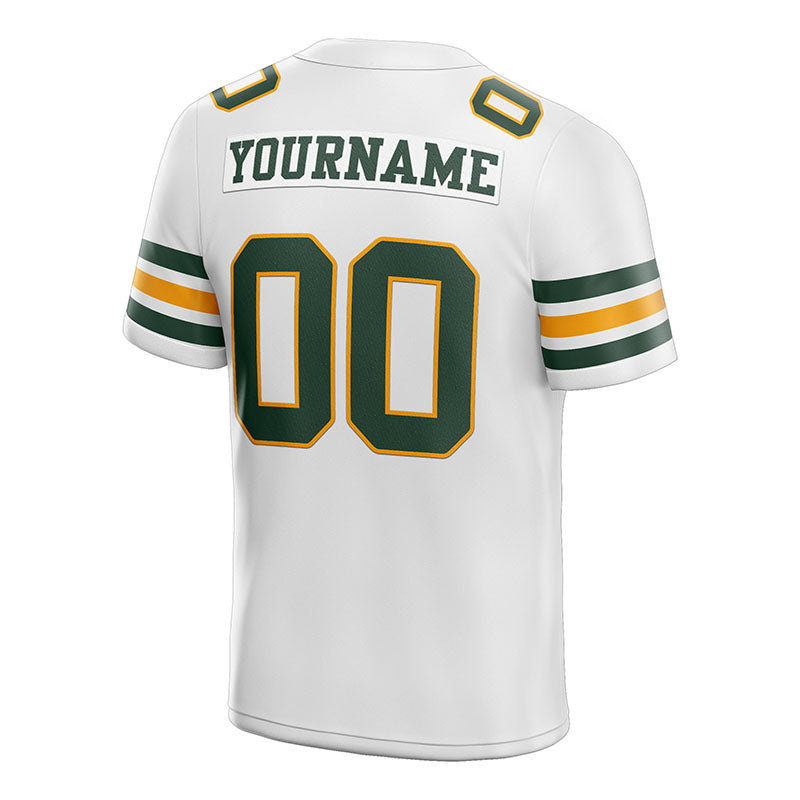 custom authentic football jersey white midnight green-gold mesh