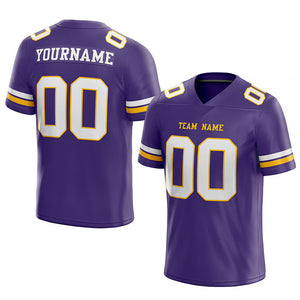 customized authentic football jersey purple white-gold mesh