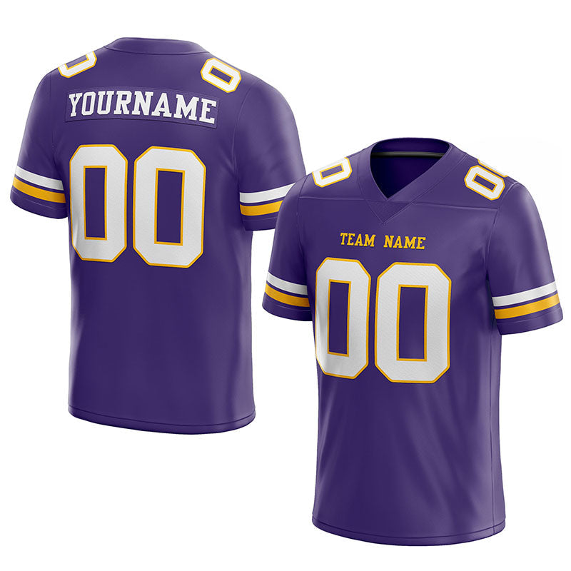 customized authentic football jersey purple white-gold mesh