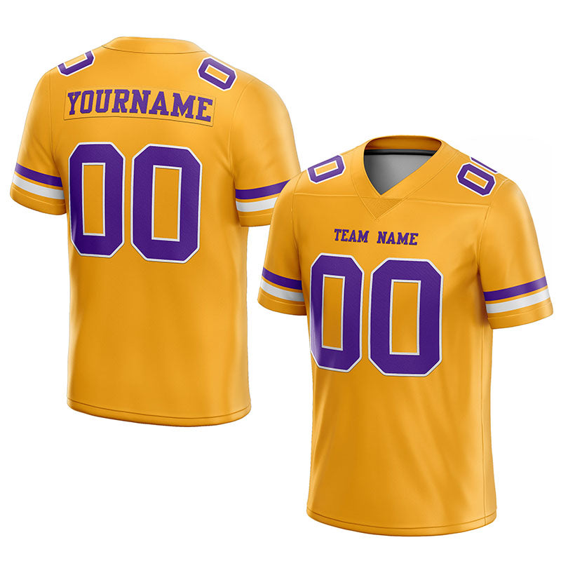 customized authentic football jersey purple white-gold mesh