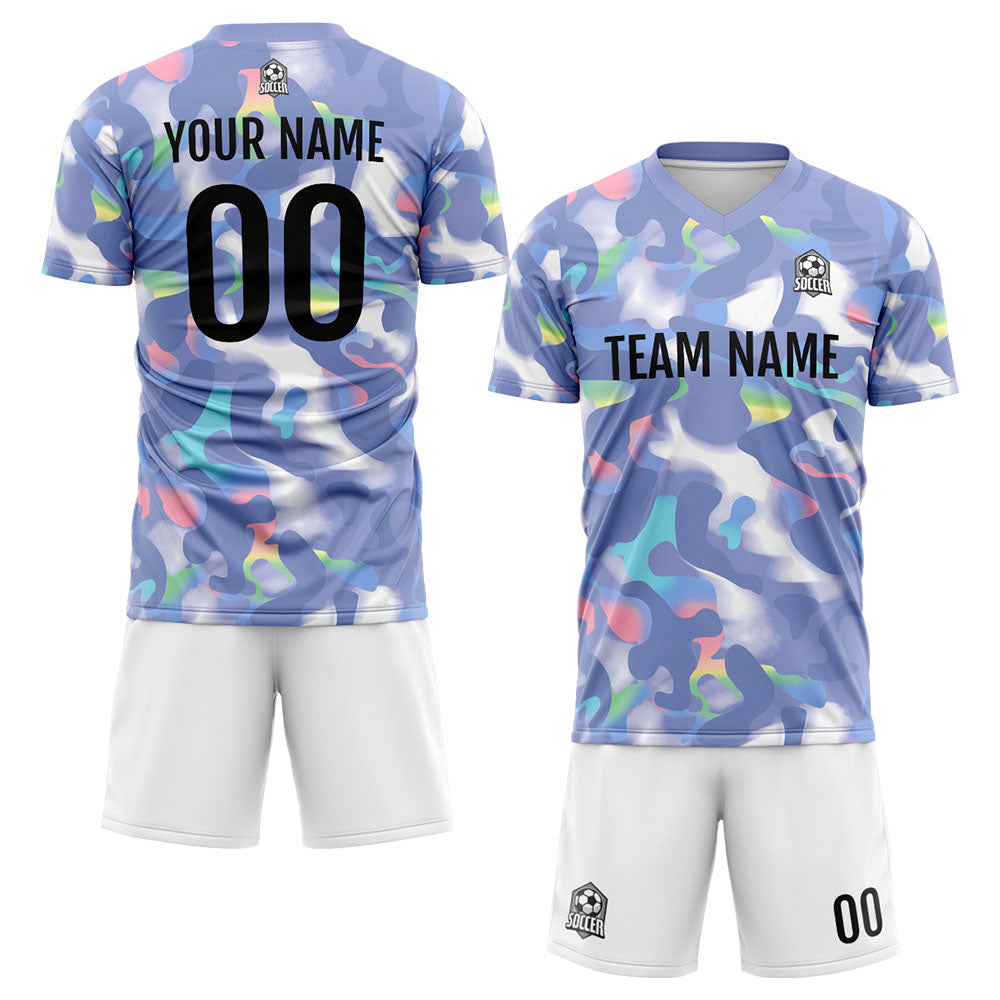 Conjunto personalizado de camiseta de fútbol para niños y adultos & color azul y gris