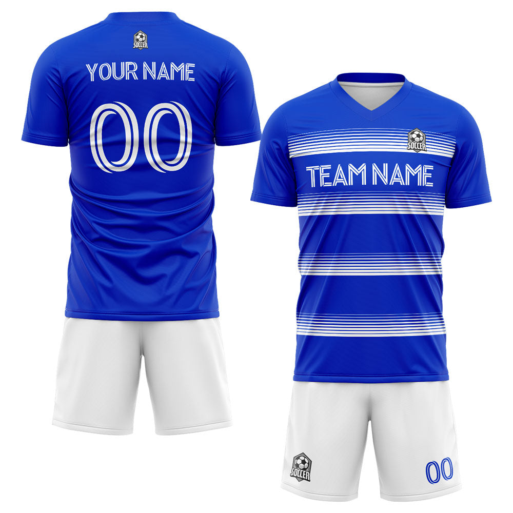 custom soccer set jersey kids adults personalized soccer blue
