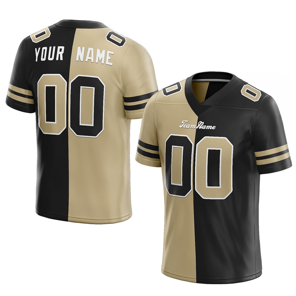 custom authentic split fashion football jersey gold-white-black