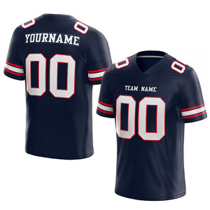 customized authentic football jersey  navy white - red mesh