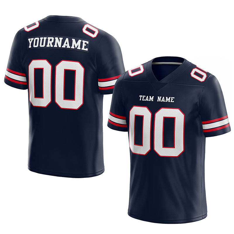 customized authentic football jersey  navy white - red mesh