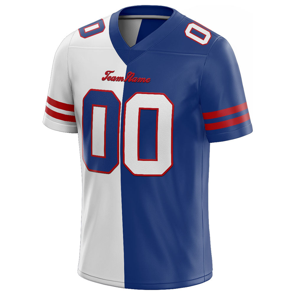 custom authentic split fashion football jersey royal-red-white