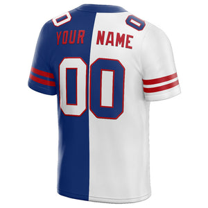 custom authentic split fashion football jersey red-white-royal