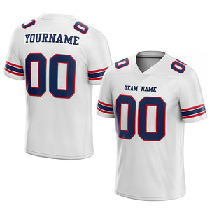 customized authentic football jersey  white navy - red mesh