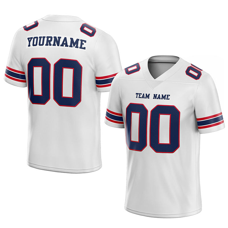 customized authentic football jersey  white navy - red mesh
