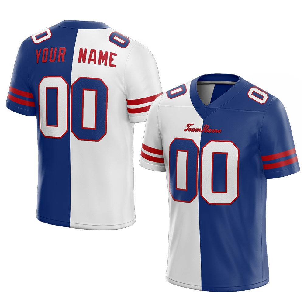 custom authentic split fashion football jersey royal-red-white