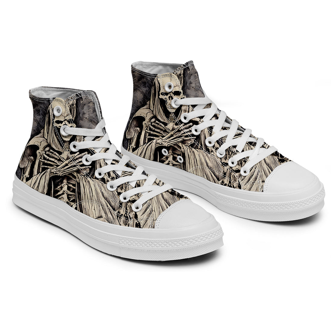 Resalta tu estilo con las zapatillas de lona de caña media Skeleton para hombre y mujer