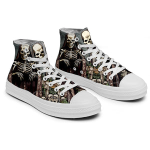 Resalta tu estilo con las zapatillas de lona de caña media Skeleton para hombre y mujer