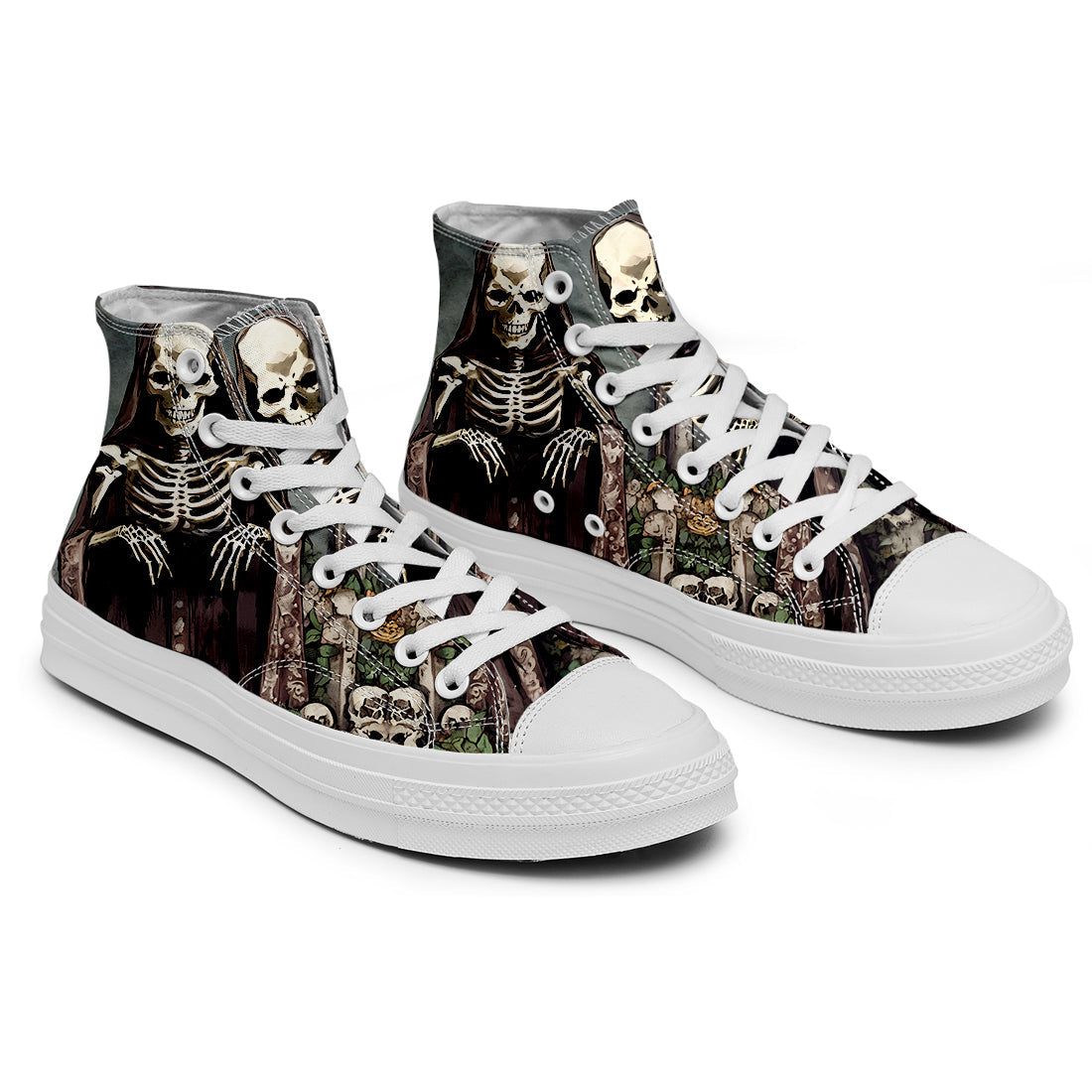 Resalta tu estilo con las zapatillas de lona de caña media Skeleton para hombre y mujer