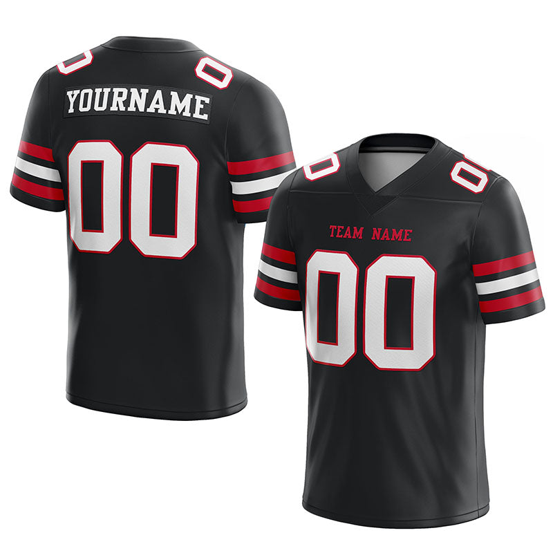 custom authentic football jersey white black-red mesh