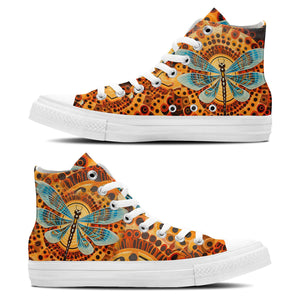 Alas etéreas: realza tu estilo con zapatillas de lona de media caña para hombre y mujer Cautivadores diseños de libélulas Op Art que alzan el vuelo con cada paso