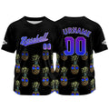 Camiseta de béisbol negra personalizada con nombre número y logotipo personalizados