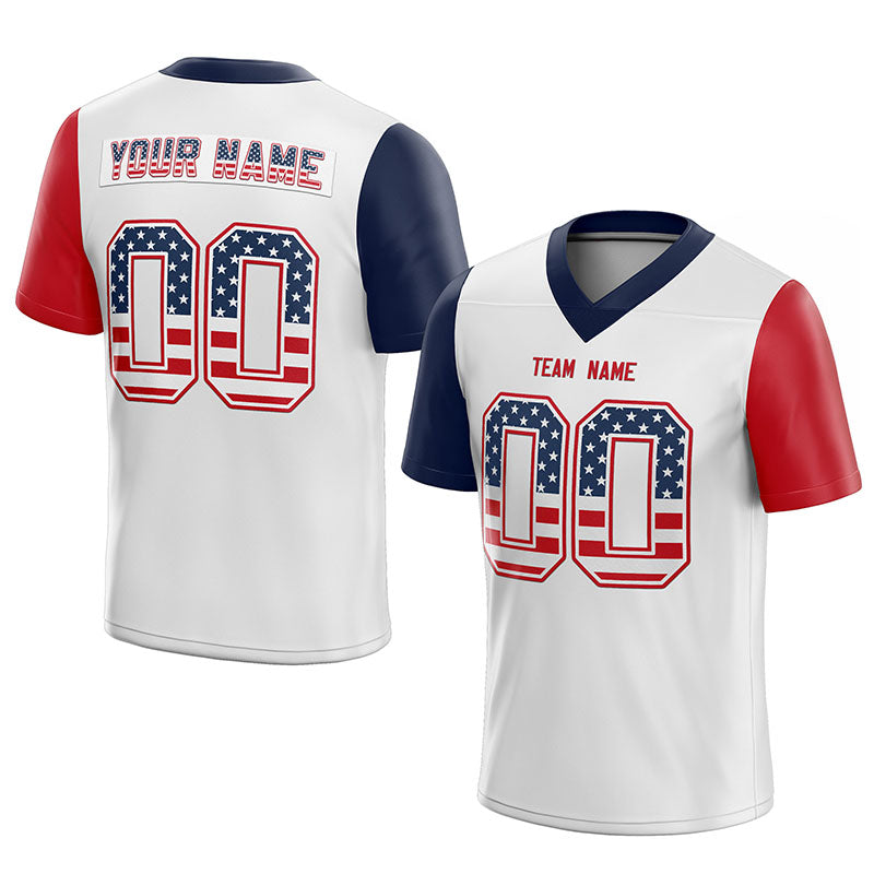 team custom authentic football jersey white-red-navy mesh size 7x