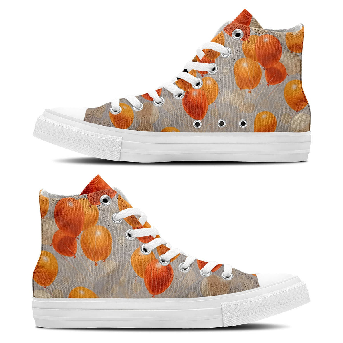 Balloon Bash: Zapatillas de lona de media caña para hombre y mujer -Eleva tu estilo con estas zapatillas de lona de caña media que presentan el encanto divertido del arte de los globos de lunares