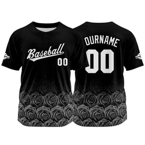 Camiseta de béisbol con dise?o personalizado estampado completo en rosa y gris