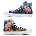 Piggy Dreams: Zapatillas unisex de media caña de lona -Adéntrate en un mundo artístico con divertidos estampados de cerditos para hombre y mujer
