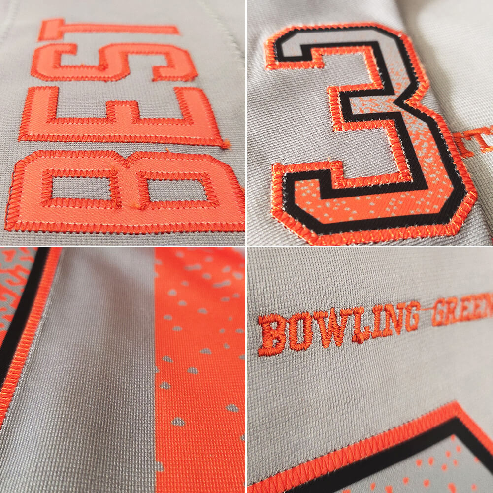 custom authentic drift fashion football jersey gray-orange mesh