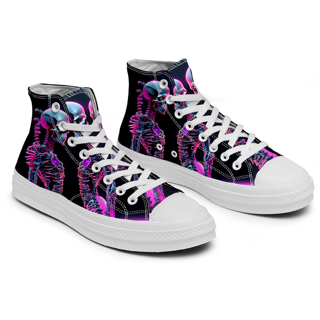 Resalta tu estilo con las zapatillas de lona de caña media Skeleton para hombre y mujer