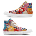 Floral Fusion: Zapatillas unisex de lona de media caña: Adéntrate en un mundo de crisantemos-una vibrante fusión de arte y moda para hombres y mujeres