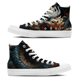 Eleva tu estilo con estas zapatillas de lona de media caña inspiradas en dragones: una declaración de moda unisex