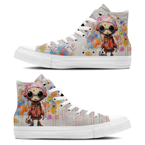 Dynamic Boy Sketch: Zapatillas unisex de lona de media caña -Adéntrate en una aventura de estilo Sketch con enérgicos estampados Boy para hombre y mujer