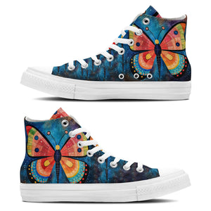 Alas Artísticas: Da rienda suelta a tu creatividad con estas zapatillas de lona de caña alta Moda unisex adornada con el cautivador y divertido diseño de mariposas