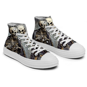 Resalta tu estilo con las zapatillas de lona de caña media Skeleton para hombre y mujer