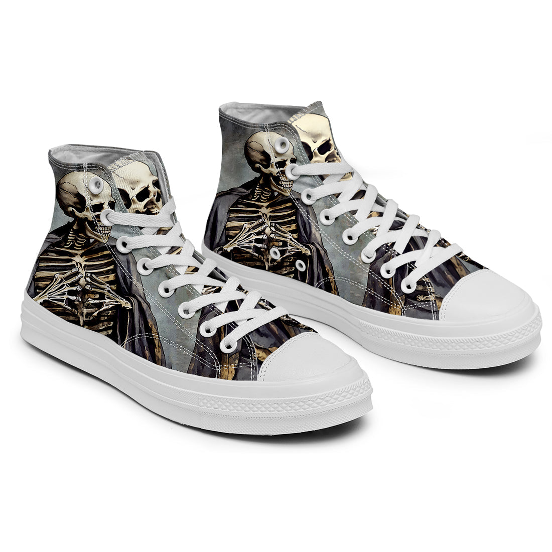 Resalta tu estilo con las zapatillas de lona de caña media Skeleton para hombre y mujer