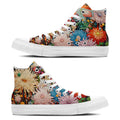 Pétalos artísticos: da rienda suelta a tu creatividad con estas zapatillas de lona de caña alta Moda unisex adornada con el cautivador y divertido estampado de crisantemos