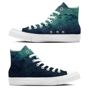 Elegancia nocturna: Zapatillas de lona de caña alta con estampado de cielo estrellado: una opción elegante para ambos sexos