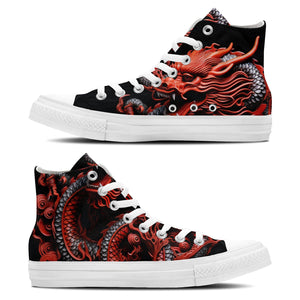 Eleva tu estilo con estas zapatillas de lona de media caña inspiradas en dragones: una declaración de moda unisex