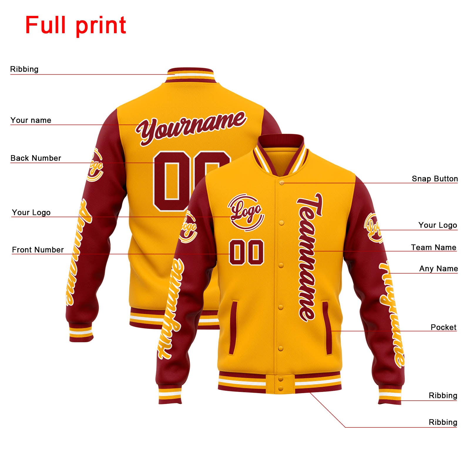 Chaqueta universitaria personalizada estilo Letterman para hombres-mujeres y jóvenes-color naranja y rojo
