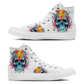 Pencil Perfection: Eleva tu estilo con estas zapatillas de lona de caña alta -Moda unisex con estampados de calaveras en una cautivadora gama de colores y detalles inspirados en lápices