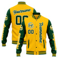 Chaqueta universitaria personalizada estilo Letterman para hombres-mujeres y jóvenes-color verde y amarillo
