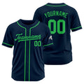 Camiseta de béisbol personalizada con diseño bordado & estilo hip hop & azul marino y verde
