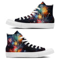 Caleidoscopio de lona: da rienda suelta a tu creatividad con zapatillas de lona de caña alta: la moda unisex florece con la belleza explosiva de los fuegos artificiales estilo salpicaduras de pintura