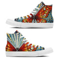Fantasía de Mariposa: Zapatillas de lona de media caña para hombre y mujer -Adéntrate en un mundo de elegancia artística con imágenes de mariposas de Op Art