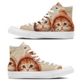 Kitty Chic: Camina con estilo con nuestras zapatillas unisex de lona de corte medio-que lucen encantadores motivos de gatos que añaden un toque divertido a cada paso-ideales para hombres y mujeres