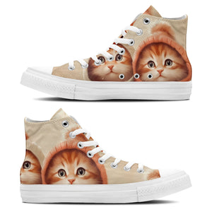 Kitty Chic: Camina con estilo con nuestras zapatillas unisex de lona de corte medio-que lucen encantadores motivos de gatos que añaden un toque divertido a cada paso-ideales para hombres y mujeres