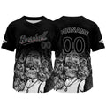 Camiseta de béisbol negra personalizada con nombre número y logotipo personalizados