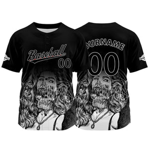 Camiseta de béisbol negra personalizada con nombre número y logotipo personalizados